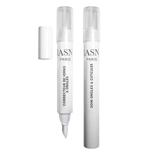 Produktbild: HASNA PARIS – DUO Nagellack-Korrekturstifte, acetonfreier Entferner mit Ersatzspitzen und wiederverwendbare Nagelhautpflege mit Ersatzspitzen und perfekte Ergebnisse, 2 x 3 ml