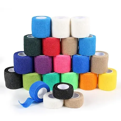 Produktbild: HASUDEI 22 Rollen Haftbandage Selbstklebender Verband Selbsthaftende Bandage Fixierbinde Selbsthaftend Bandagen Pferd Elastische Binde für Fingerverband Hund Füße Bunt(18PCS 5cm*4.5m+4PCS2.5cm*4.5m）