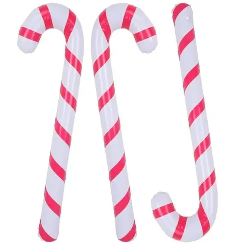 Produktbild: HASUDEI 3 Stücke Aufblasbare Zuckerstangen 88cm Weihnachten Zuckerstangen für Weihnachtsdeko Zuckerstangen Deko Luftballons für Weihnachten Dekoration Aufblasbare Weihnachtsdeko