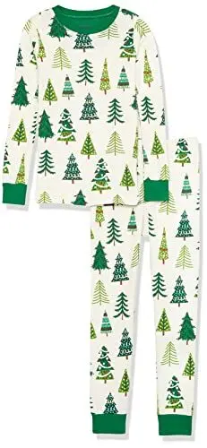 Produktbild: Hatley Mädchen Organic Cotton Long Sleeve Printed Pyjama Set Pyjamaset, Glow-in-The-Dark Christmas Trees, 3 Jahre