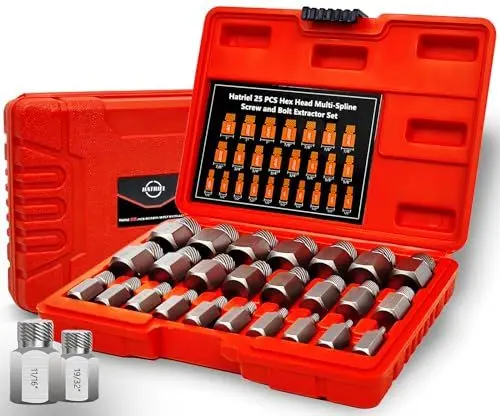 Produktbild: Hatriel 25 Stück Schraubenausdreher Set, Linksausdreher Set, Schrauben Entferner Set, Beschädigte Schraube Entferner Extraktor Set, für Entfernen von Gebrochenen Bolzen, Schrauben, Steckschrauben