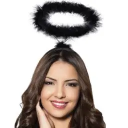 Produktbild: Hatstar Heiligenschein schwarz | Halloween Engel Haarreif Engelskostüm | Haarschmuck Accessoire zum Kürbis Fest & Silvester | für Fastnacht, Karneval & Fasching | Kopfschmuck für Damen & Herren