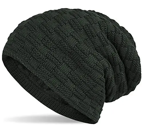 Produktbild: Hatstar Warme gefütterte Feinstrick Beanie Mütze | mit Flecht Muster und sehr weichem Fleece Innenfutter | Wintermütze für Damen Herren - Unisex (14 | Olive)