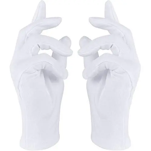 Produktbild: HatStar Weiße Handschuhe | mit Biesen in Einheitsgröße | Weihnachtsmann Santa Claus Kostüm Accessoire | Für Damen und Herren | Halloween, Fasching und Karneval