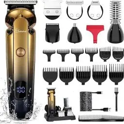 Produktbild: Hatteker Bartschneider Haarschneidemaschine Herren Haarschneider Barttrimmer Rasierer Herren Haartrimmer T-förmiger Trimmer Nasenhaartrimmer Körperhaartrimmer Wasserdicht 6 in 1
