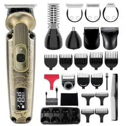 Produktbild: Hatteker Barttrimmer Herren Haarschneidemaschine Set Bartschneider Profi Haarschneider Rasierer Elektrisch Nasenhaartrimmer Körperhaartrimmer Wasserdicht Einstellbare Geschwindigkeit 8 in 1 (Bronze)