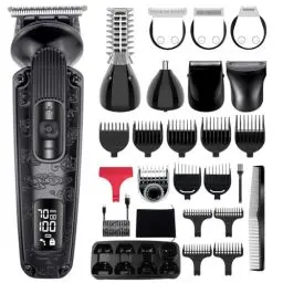 Produktbild: Hatteker Barttrimmer Herren Haarschneidemaschine Set Bartschneider Profi Haarschneider Rasierer Elektrisch Nasenhaartrimmer Körperhaartrimmer Wasserdicht Einstellbare Geschwindigkeit 8 in 1 (Schwarz)