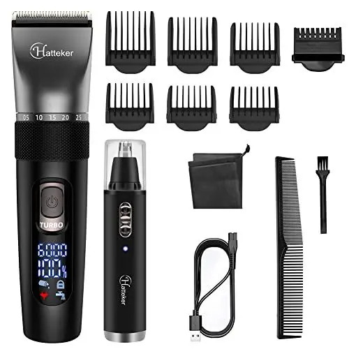 Produktbild: Hatteker Haarschneidemaschine Profi Haarschneider Herren Haartrimmer Bartschneider Barttrimmer Präzisionstrimmer Nasenhaarschneider Langhaarschneider Wasserdicht