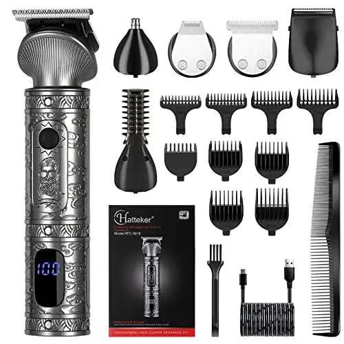 Produktbild: Hatteker Haarschneidemaschine Set Haarschneider Pflegesets Barttrimmer Bartschneider Herren T-förmiger Trimmerkopf T-blade , Nasentrimmer Body Trimmer Präzisionstrimmer Elektrisch Rasierer