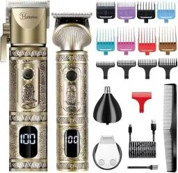 Produktbild: Hatteker Haarschneidemaschine Set Herren Profi Haarschneider Barttrimmer Bartschneider Bart Trimmer für Männer Rasierer Elektrisch Barber Clipper T-Klinge Nase Grooming Kit