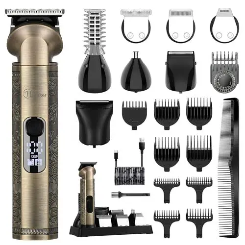Produktbild: Hatteker Bartschneider Haarschneidemaschine Herren Profi Haarschneider Barttrimmer Haartrimmer Körperhaartrimmer Nasenhaartrimmer Präzisionstrimmer T-Klinge Trimmer Rasierer Herren Wasserdicht 8 in 1