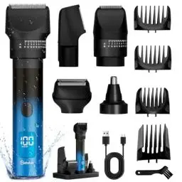 Produktbild: Hatteker Herren Haarschneidemaschine Profi Haarschneider Bartschneider Barttrimmer Rasierer Nasenhaartrimmer Körperhaartrimmer Wasserdicht 5 in 1