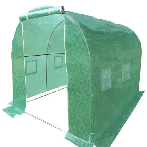 Produktbild: HATTORO Gewächshaus, Foliengewächshaus Winterfest mit Stahlfundament, Anzucht Gewächshaus Folie aus robustem 170g/m² PE-Gewebe, 3x2x2m, mit Rolltür und 4 Fenstern Tomatenhaus Gartengewächshaus