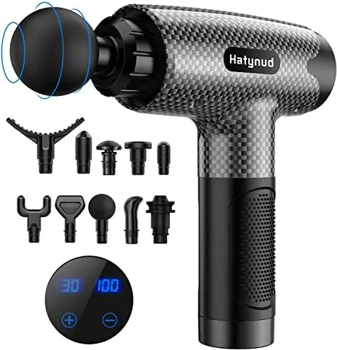Produktbild: MQTDIK Carbon Muskelperkussionsmassagegerät für Sportler, 10 Köpfe, 30 Geschwindigkeiten, Tiefengewebe-Massage, Tragbar, Professionell