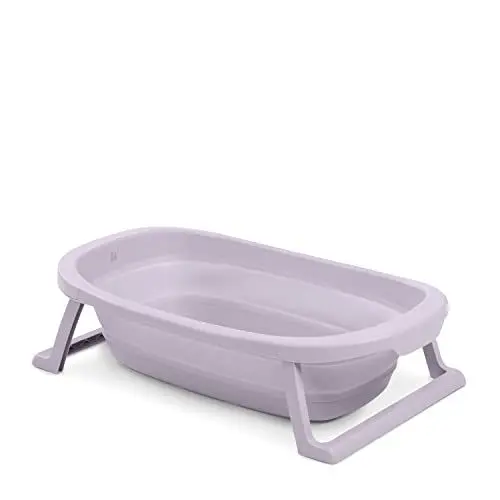 Produktbild: hauck Faltbare Babybadewanne Wash N Fold M für Babys und Kleinkinder bis 16 kg, Ablaufstöpsel mit Farbwechsel bei Hoher Temperatur, Weiche Materialien, 80 x 48 x 25 cm (Lavender)