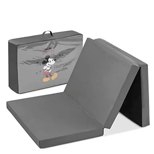 Produktbild: hauck Disney Faltmatratze für Kinderreisebetten mit Tragetasche 120x60x5 cm, Zusammenklappbar, Kompatibel mit Dream N Play Plus, Sleep N Play Go Plus, Play N Relax Center (Sleeper, Mickey Mouse Grey)