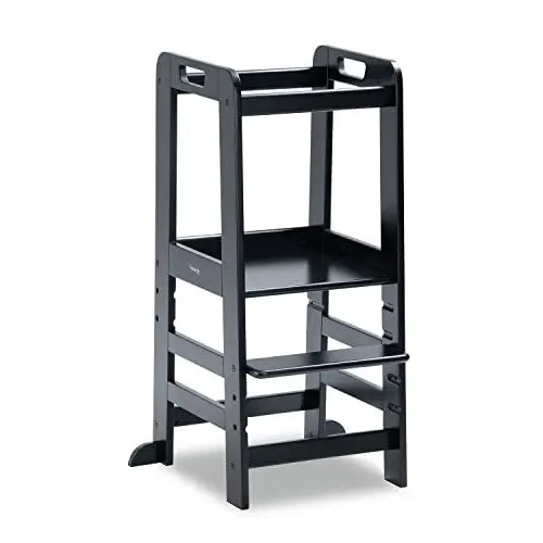 Produktbild: hauck Learn N Explore, Schwarz - Lernturm für KInder aus FSC® Zertifiziertes Buchenholz, Höhenverstellbar, Stabil Robust, Montessori Lernturm ab 1 Jahr für Küche Tisch Bad