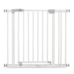 Produktbild: Hauck Treppenschutzgitter / Türschutzgitter Open N Stop incl. 9 cm Verlängerung, für Breiten 84 - 89 cm, ohne Bohren, Einhändiges Öffnen, Beidseitig Schwenkbar, Metall, Weiß