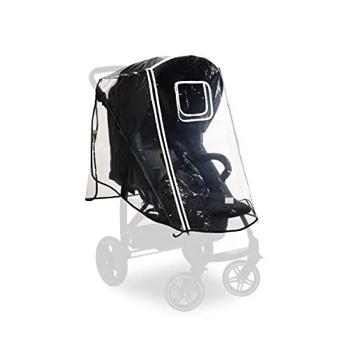 Produktbild: hauck Universal Kinderwagen Regenschutz 47 x 40 x 85 cm mit Reflektierender Umrandung, Kontakt & Belüftungs Fenster, Einfache Klettverschluss Befestigung am Kinderbuggy (Transparent)