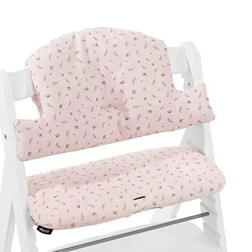 Produktbild: hauck Sitzkissen für Alpha+, Beta+ & Arketa Holzhochstuhl Highchair Pad Select, Anti-Rutsch Noppen, Doppelte Polsterung an Rückenlehne, Einfache Befestigung am Kinderstuhl (Jersey Flowers Rose)