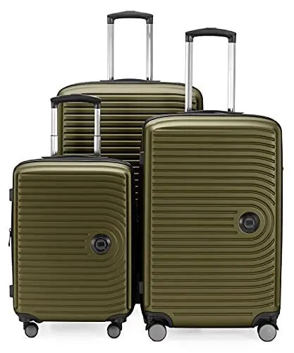 Produktbild: HAUPTSTADTKOFFER Mitte - 3er Kofferset - Handgepäckskoffer 55 cm, mittelgroßer Koffer 68 cm + großer Reisekoffer 77 cm, Hartschale ABS, TSA, Avocado