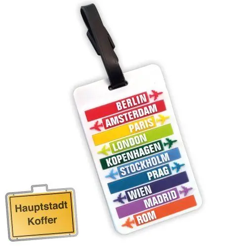 Produktbild: HAUPTSTADTKOFFER - Kofferanhänger inklusive Adressfeld, Kunststoff Kofferschild, Gepäckschild für Koffer Tasche Rucksack, Farbe: Citys Weiß