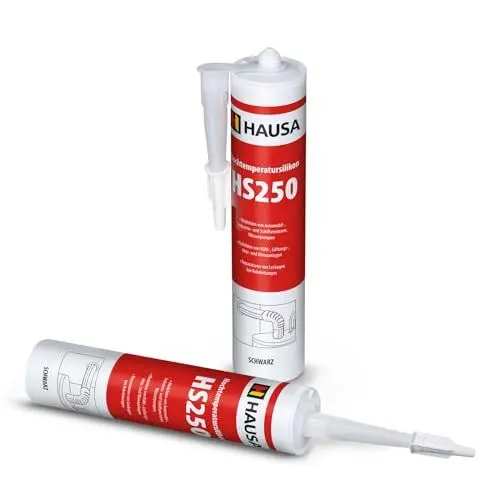 Produktbild: HAUSA Hochtemperatursilikon HS250 schwarz 2 x 300ml dauerelastische hitzebeständige Dichtmasse +305°C Dichtstoff zum Kleben Abdichten von Öfen Kochfeldern Motoren schnellhärtend ölbeständig