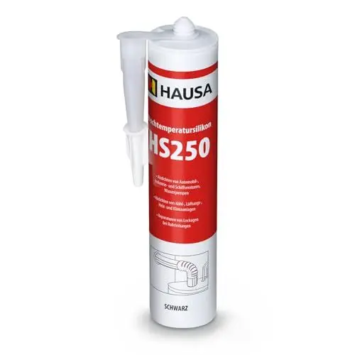 Produktbild: HAUSA Hochtemperatursilikon HS250 schwarz 1 x 300ml dauerelastische hitzebeständige Dichtmasse +305°C Dichtstoff zum Kleben Abdichten von Öfen Kochfeldern Motoren schnellhärtend ölbeständig