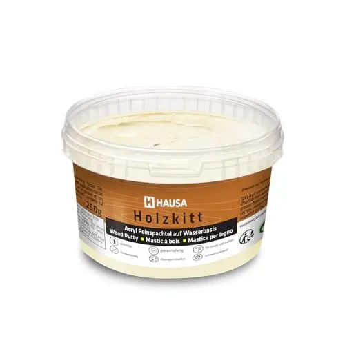 Produktbild: HAUSA Holzkitt 250 g Fichte Holzspachtelmasse, Kitt für Holz, Holzspachtel/Füllmasse zum Reparieren von Holzschäden gebrauchsfertig ausgezeichnete Füllkraft schnelltrocknend rissbeständig
