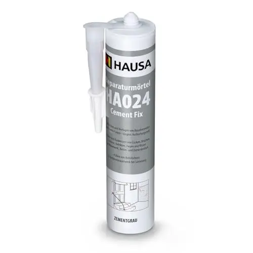 Produktbild: HAUSA Reparatur-Mörtel Cement Fix HA024 310ml zementgrau gebrauchsfertiger Fugenmörtel zum Verfugen Füllen Ausbessern von Fugen Brüchen Rissen, Express Zement für Innen & Außen, Dichtmasse