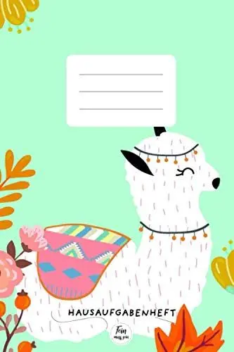 Produktbild: Hausaufgabenheft: Lama Hausaufgabenheft für Schule Grundschule - Hausaufgabenheft Mädchen mit Wochenübersicht, 2 Stundenplänen und Notenübersicht / DIN A5