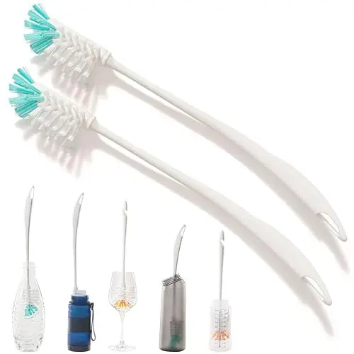 Produktbild: Hausfelder Flaschenbürste 4er Set, Reinigungsbürste und Spülbürste für Gläser, Glasflaschen, Trinkflaschen, 2 Stück (2er Set, 2 x schmal)