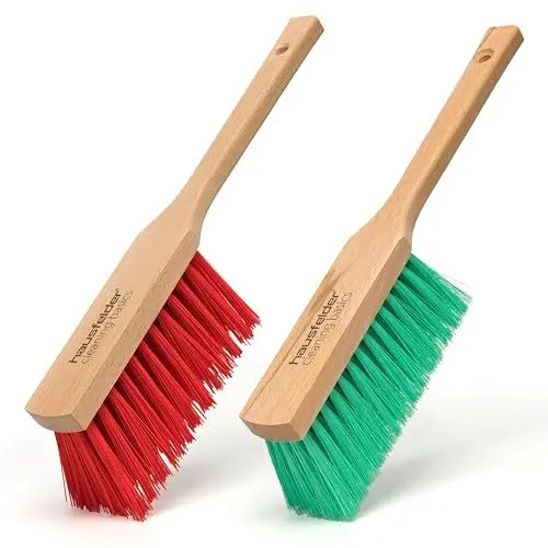 Produktbild: Hausfelder Handbesen, Handfeger 2er, Kehrbesen klein für draußen, Outdoor Besen, Langer Stiel aus Holz (Borsten hart und mittelhart)