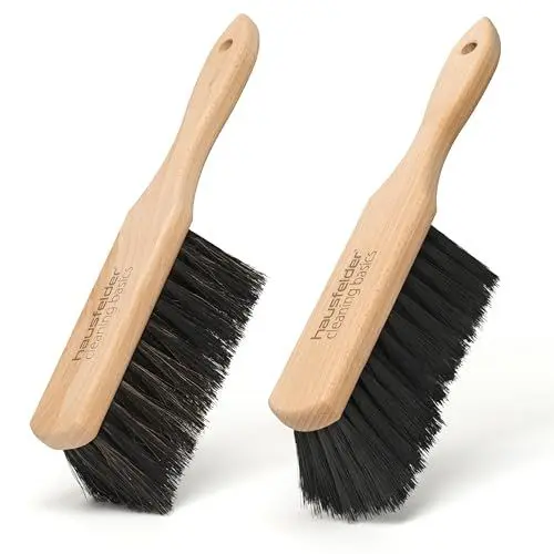 Produktbild: Hausfelder Handfeger 2er Set, Handbesen, Kehrbesen klein aus Holz mit weichen Borsten, 2 Handkehrbesen