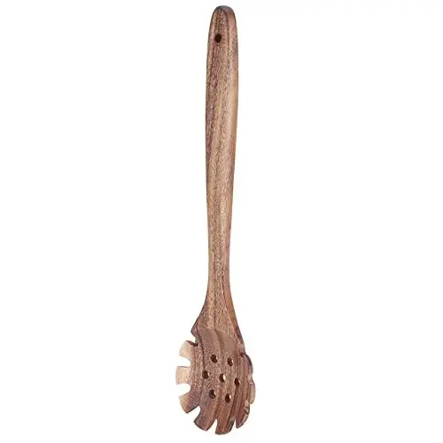 Produktbild: Haushalts-Holz-Teak, Kochlöffel, Lebensmittelqualität, Natürliche Nudel-Küchenhelfer, Hölzerner Spaghetti-Löffel, Nudelsieb Zur Verwendung, Löffel, Schlitz-Rührspatel,