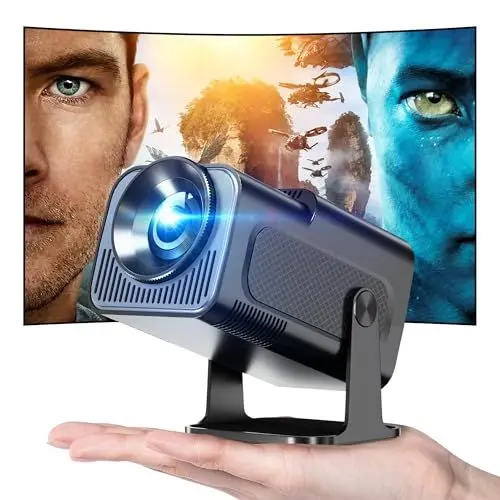 Produktbild: Hauskit Mini Beamer, 270° Drehbar Tragbarer Projektor, 4k Unterstützt 1080P Kurzdistanzprojektor mit Android 11.0, WiFi & Bluetooth 5.2, Smart Home Projektor, Schwarz