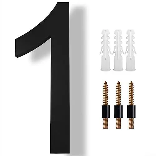 Produktbild: Hausnummernschild, schwebende Hausnummern, 20,3 cm, modern, schwimmend, groß, Metall, schwarz, Schatten, Adresse, Garagentor, Straßenzahlen - 1