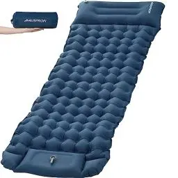 Produktbild: HAUSPROFI Isomatte Selbstaufblasend, 10cm Ultraleicht Isomatte Camping, Aufblasbare Isomatte, Camping Matratze, Luftmatratze Camping, Campingmatte mit Fußpumpe und Kopfkissen für Outdoor, Dunkelblau