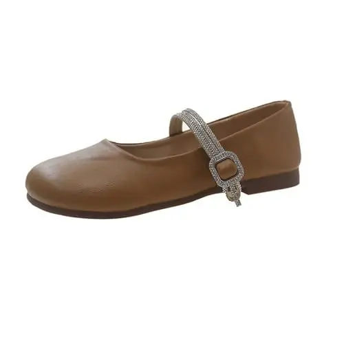 Produktbild: Hausschuhe 38 Barfuss Schuhe Damen Schwarz Sneaker Frühlings- und Herbstmode Mary Jane Damenschuhe Damen Niedriger Absatz Bequeme Freizeitschuhe Art Schuhe Damen Atmungsaktive Schuhe (Khaki, 38)