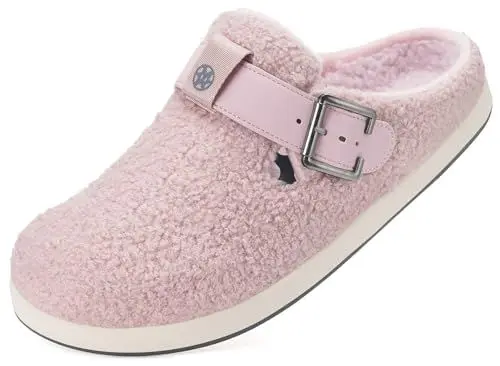 Produktbild: Hausschuhe Damen Herren Gefütter Clogs Winter Bequeme Wärme Plüsch Flauschige Haus Pantoletten Gartenschuhe Schlappen Schuhe Mit Polar Fleece-Futter,Pink,39 EU