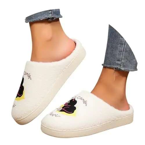 Produktbild: Hausschuhe Damen Herren Winter Flache Plüsch Pantoffeln rutschfeste Unisex Warm Hausschlappen Filzhausschuhe Filzpantoffeln Bequeme Flauschige Slippers Gästehausschuhe Outdoor Indoor