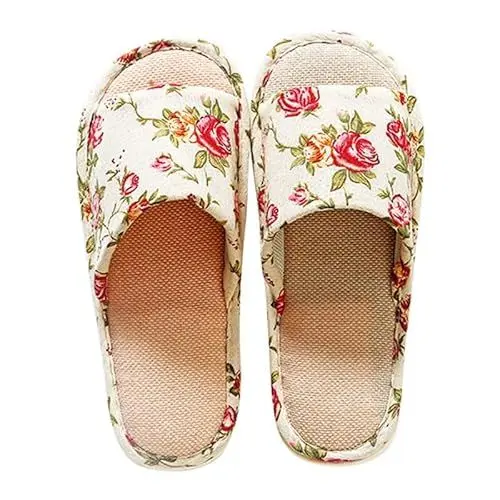 Produktbild: Hausschuhe Damen Offen mit Fußbett Bequeme Haus Schlappen Indoor und Outdoor Slip-On Home Schlafzimmer Schuhe Atmungsaktive Slipper Flache Hüttenschuhe Rutschfest Memory Foam Pantoffeln