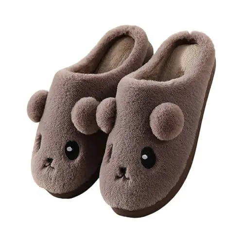 Produktbild: Hausschuhe Damen Plüsch Winter Baumwolle Slippers Kuschel Pluesch Schlappen Cozy Frauen Hausschlappen Lustig rutschfeste Fluffy Filzpantoffeln Weiches Teenager Flauschig Pantoffeln Outdoor/Indoor