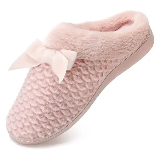 Produktbild: Hausschuhe Damen Warme Memory Foam Winter Slippers mit Fliege Pink,39.5