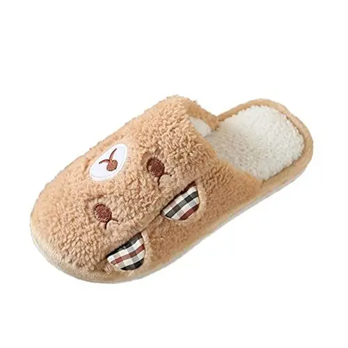 Produktbild: Hausschuhe Damen Winter 44 Flausch Pantoffeln Damen Filzpantoffeln mit Gummisohle Bequeme Slipper Damen Pantoletten für Damen Pantoletten Damen Braun Pantoffeln Kuschelig Memory Schaum