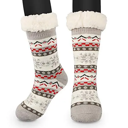 Produktbild: Hausschuhe Damen Winter, Anti Rutsch Socke, Nicht Gleiten Strick Fleece Gefütterte, Dicke Haussocken Plüsch Innen, Warm Geschenk, Einheitsgröße