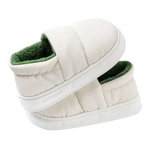 Produktbild: Hausschuhe Damen Winter Warm Hoch Aesthetic Herren Damen Winter Farbblock Samt Warm Home Casual Indoor Freizeitschuhe Hausschuhe Damen GefüTtert Kuh Hausschuhe Memory Foam Schuhe Damen (White, 40)