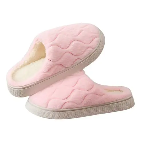 Produktbild: Hausschuhe Damen für Winter Plüschschuhe Warme Pantoffeln Damen-Hausschuhe Flauschiges Hausschlappen Flache Schlappen Leicht rutschfest Hüttenschuhe Kuschelige Hauspantoffeln Slippers