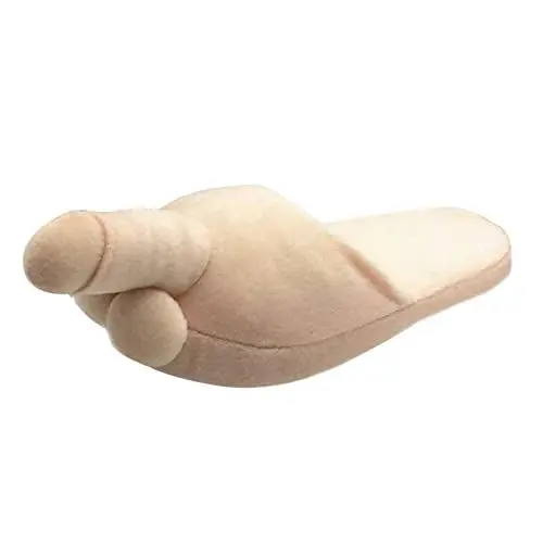 Produktbild: Pantoffeln Damen Fell Hausschuhe Damen Lammfell Erwachsene Herren- und Kreativität und lustige Modellierung Baumwollhausschuhe Sexy und interessante Hausschuhe Damen Winter Feste (Beige, One Size)