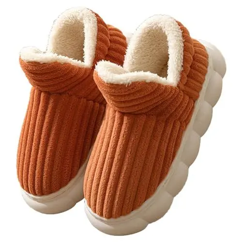 Produktbild: Flip Flop Damen Winterpantoffel Rutschsicher Damen Hausschuhe für Erwachsene, und Winter, für den Innen- und Außenbereich, modisch, einfarbig, bequem Wolkenschuhe Männer Kuschelige (Orange, 38)